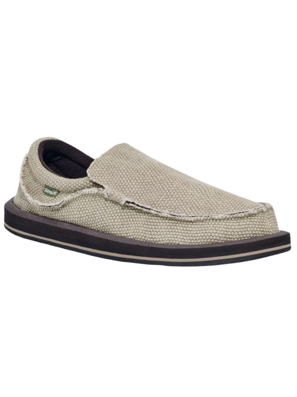 Sanuk Men's Slip-On Khaki Canvas Loafer Sz 7
